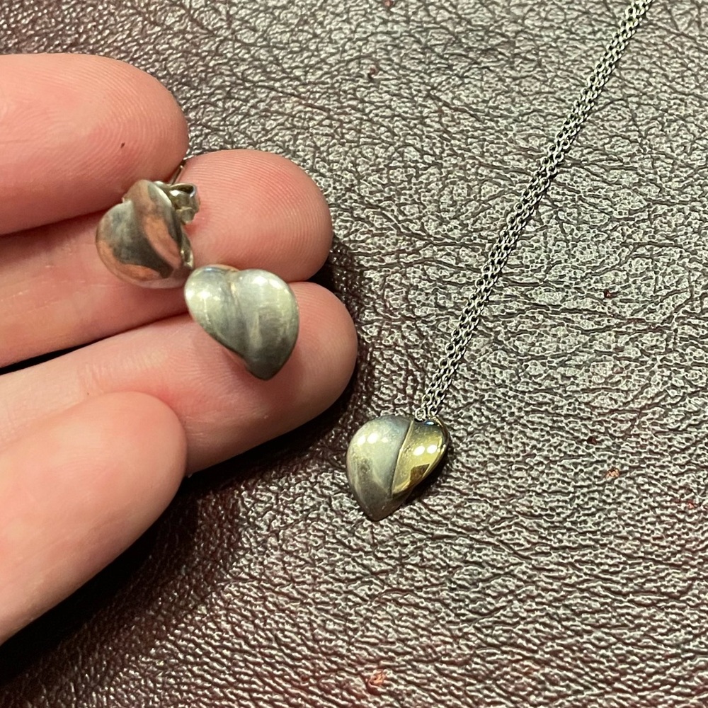 Tiffany and company heart necklace and earrings